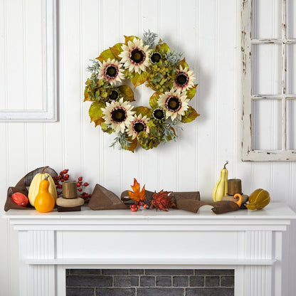 White Sunflower & Hydrangea Wreath