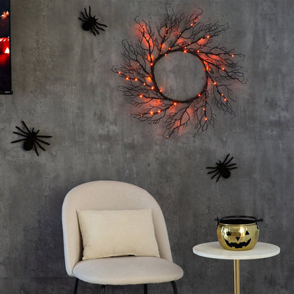 Black Halloween Wreath w/ LEDs