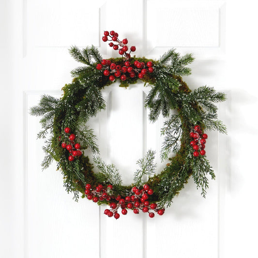 Iced Pine & Berries Wreath