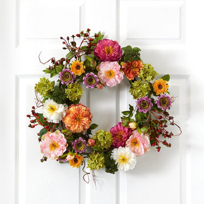 Mixed Peony Wreath