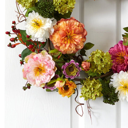 Mixed Peony Wreath