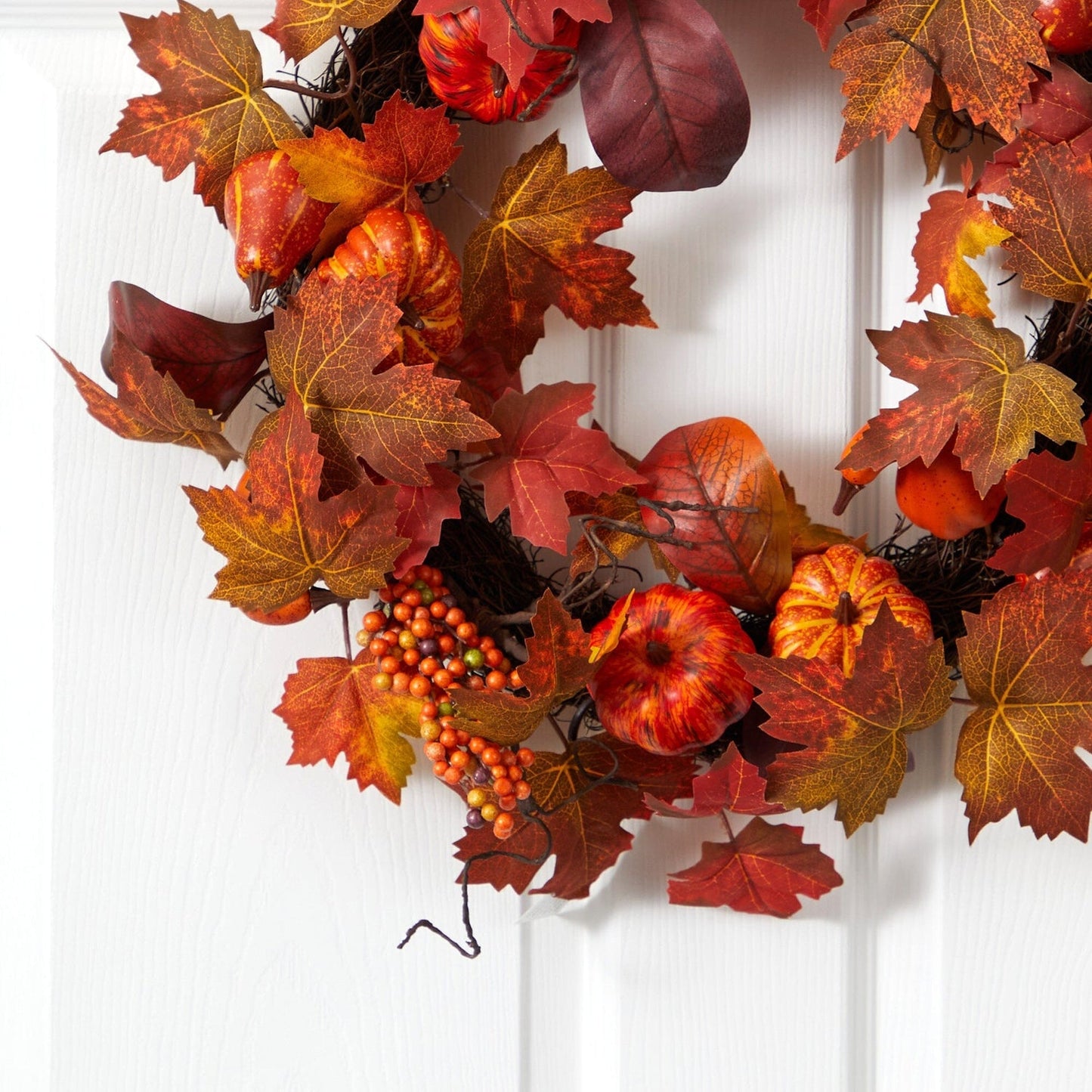 Autumn Maple & Pumpkin Wreath