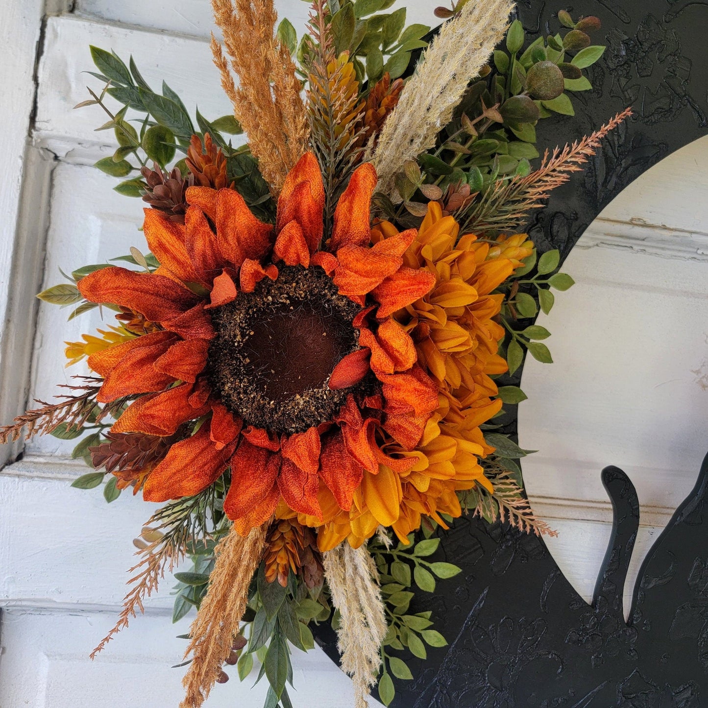 Witchy Cat Crescent Moon Wreath